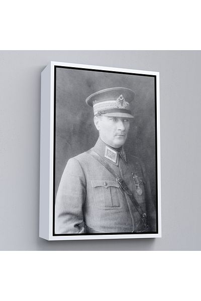 Harita Sepeti Pictură portret Ataturk cu cadru alb Mustafa Kemal Ataturk Pictură decorativă pe pânză dreptunghiulară