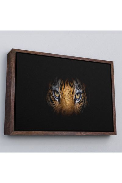 Harita Sepeti White Framed Tiger Eyes Decorative Canvas Painting