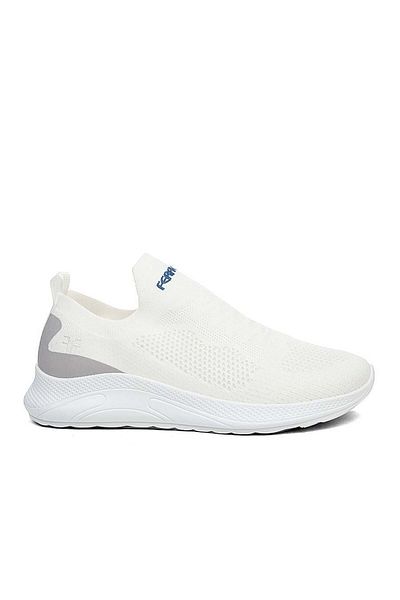 KunduraHane White Color Lightweight Comfortable Unisex Sneaker Laceless Walking Shoes