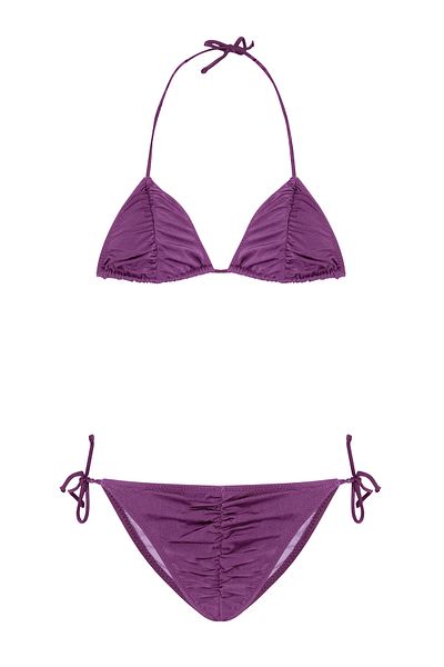 AQUELLA Gathered Triangle Bikini Set