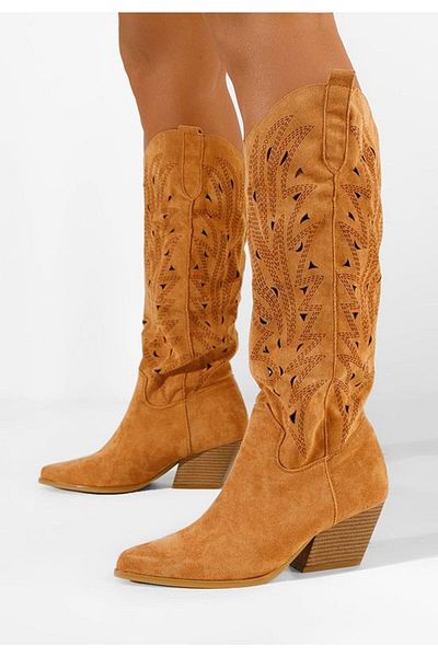B T Shoes Cizme cowboy damă Indaia camel