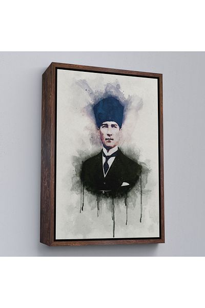 Harita Sepeti Pictură portret Ataturk cu cadru alb Mustafa Kemal Ataturk Pictură decorativă pe pânză dreptunghiulară