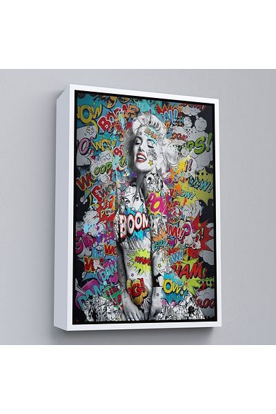 Harita Sepeti Graffiti în cadru alb Marilyn Monroe, pictură pe pânză Marilyn Monroe colorată