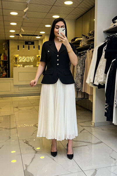 Vosse Ekol Siyah Pileli Ceket Elbise