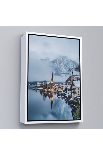 Harita Sepeti Pictură murală peisaj austriac Hallstatt cu cadru alb