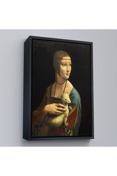 Harita Sepeti Ermine în cadru de aur Leonardo Da Vinci's The Lady with the Fan Art Canvas Print / The Lady with the Bangs