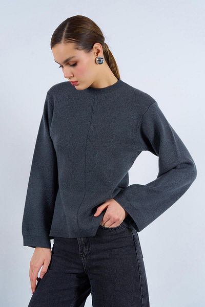 TENA Pulover de damă, afumat, cu decolteu, cu model, tricotaj