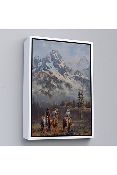 Harita Sepeti Pictură decorativă de perete cu cadrul alb American Cowboys
