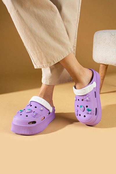 Pembe Potin Sandale Confortabile Eva Sea Beach, Mov Alb, Papuci