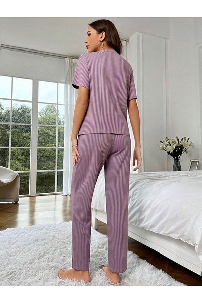 BELLA NOTTE V-Neck Cotton Short Sleeve Seasonal Pajama Set