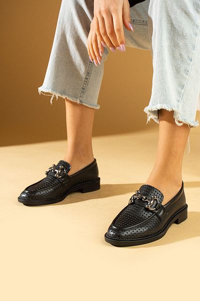 Pembe Potin Γυναικεία μαύρα loafer μοκασίνια casual πόρπη καθημερινά άνετα παπούτσια σόλας