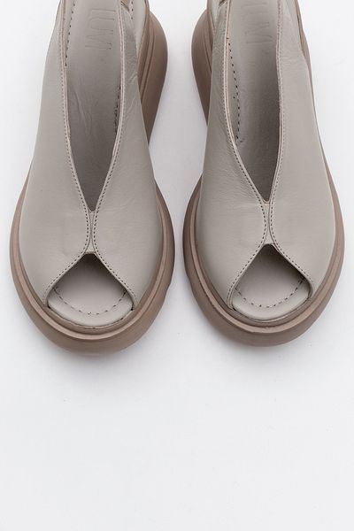 LuviShoes Sandale de damă din piele naturală SAM Stone Skin cu toc cu pană