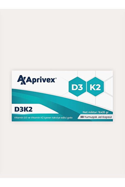 Aprivex Vitamin D3 + K2 30 Yumuşak Jel Kapsül