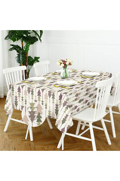 Evim Canvas Pine Tree Light Plum Liquid Proof Stain Resistant Table Cloth