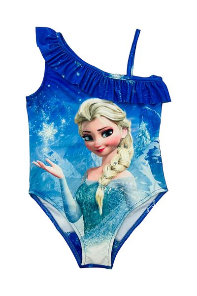 Lolliboomkids Girl's Character One Sleeve Ruffled Strap Swimsuit Print New Season Men's Shoes