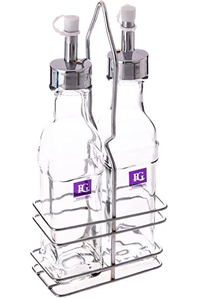 AKDC مجموعة زجاجات الزيت والخل مع رف سلكي للتنظيم