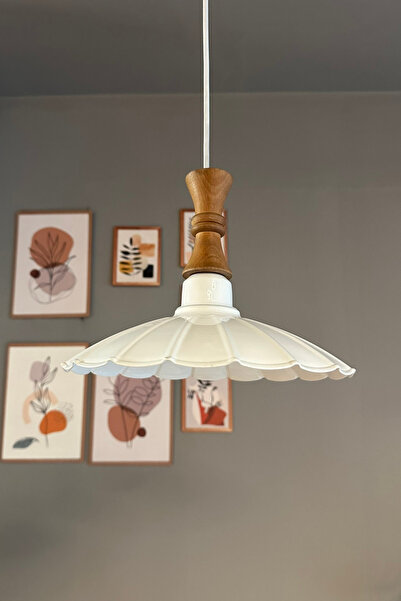 Bamyum Risso Beyaz Metal Avize Tekli Uzun Piyon Başlık Rustik Cafe Mutfak Modern Sarkıt Aydınlatma