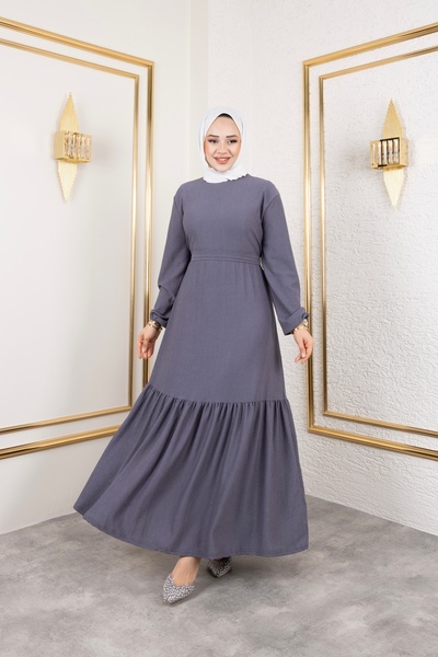 HİRA LİFE FASHİON Îmbrăcăminte hijab pentru femei, rochie din țesătură cu cen...