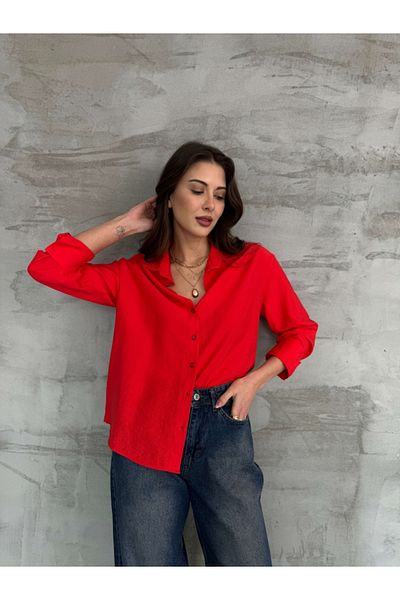 Elif Özbey Butik Red Double Cufflink Shirt