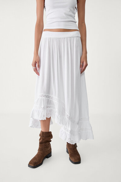 Stradivarius Asymmetric ruffled midi skirt