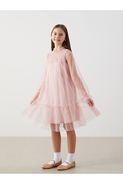 LC Waikiki Vlastita marka, nova sezonska okrugla kragna svetlucava haljina za...