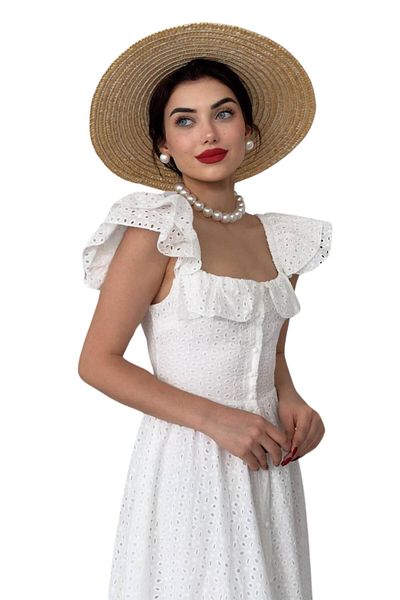 Moda Amore Γυναικείο βραδινό φόρεμα Fisto - Τετράγωνο γιακά με κοντό μανίκι μπροστινό κουμπί με λεπτομέρεια Midi μήκος 161