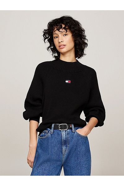Tommy Hilfiger Dámský černý svetr Tommy Jeans Badge Rib-Knit