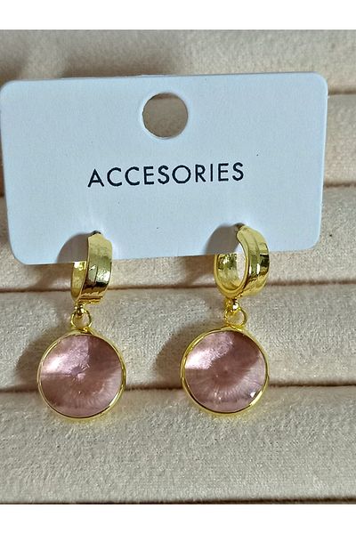 SONNE Pink Stone Round Timeless Savior Stylish Women's Earrings