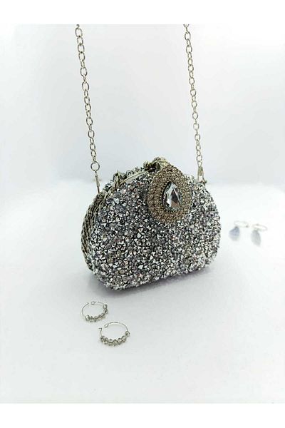 By EDUU Βραδινή τσάντα φορέματος ποιότητας Silver Stone