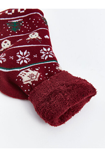 LC Waikiki LCW DREAM Bordo Yılbaşı Temalı Kadın Ev Çorabı