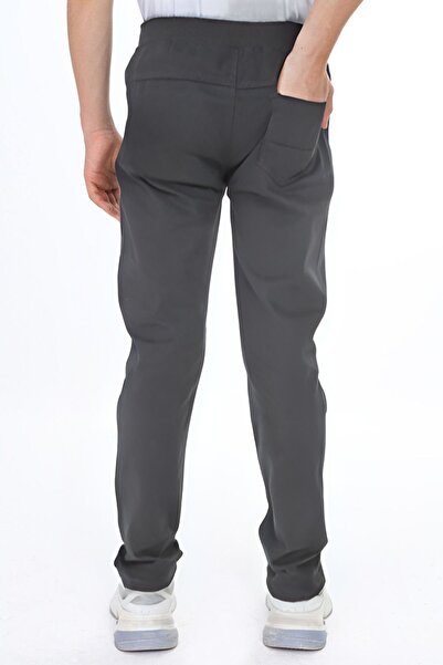 Nacar Unisex FÜME Canvas Beli Lastikli KARGO CEPLİ Okul Pantolonu