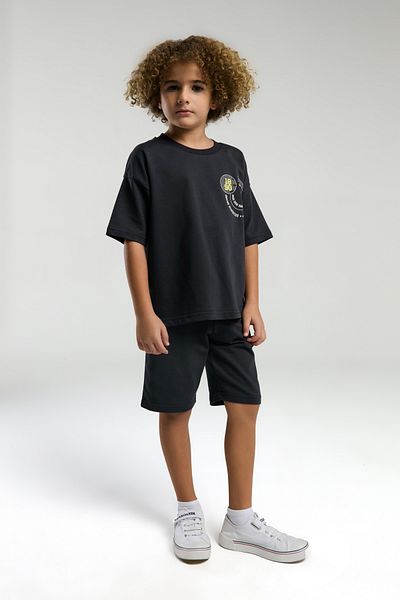 U.S. Polo Assn. Uspa Licensed 4-14 Years Old 100% Cotton Fabric Digital Printing Bicycle Collar Boys' Bottom-Top Bermuda Suit