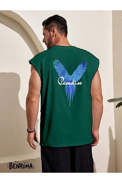 BENROMA 1 προϊόν για αγορές 6 και άνω Δώρο Paradise Blue Bird εμπριμέ αμάνικο μπλουζάκι