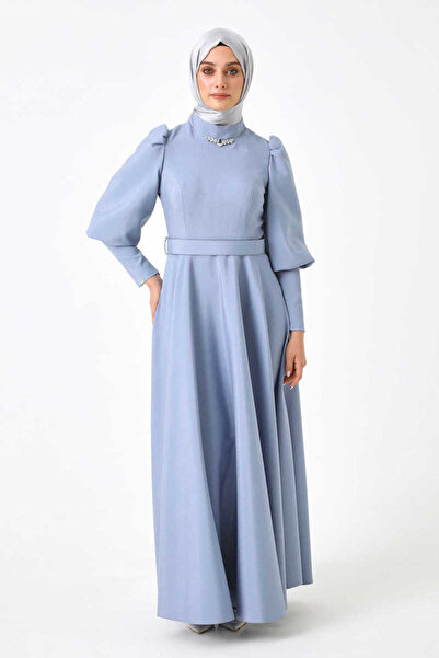 Setrms Karpuz Kol Kemerli Davet Elbise