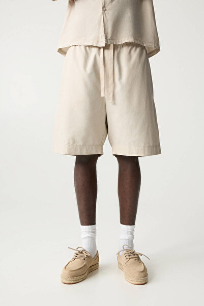 Pull & Bear Keten karışımlı jogger bermuda şort