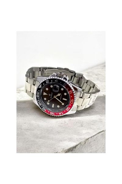 Rivoly Men's Stainless Steel Analog Quartz Watch Date Display Easy to Read Fashion Design Waterproof