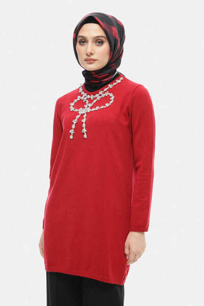 Setrms Taşlı Fiyonk Detaylı Triko Tunik