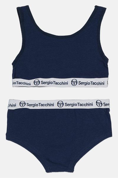 Sergio Tacchini Kids Girl 2 Pieces Non Padded Brand Logo Top And Bottom Set, Navy
