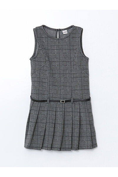 LC Waikiki LCW Kids Bisiklet Yaka Ekose Kız Çocuk Elbise