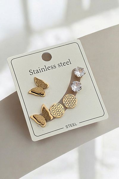 Çlk Accessories أقراط زهرة الحياة من الفولاذ مكونة من 6 قطع (مزيج) الموديل: 35605