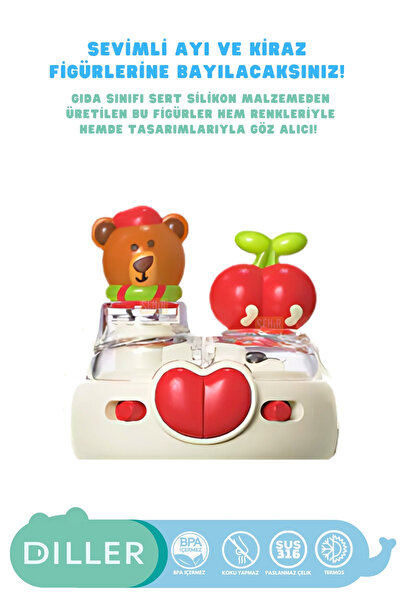 DILLER 520ml New Collection Cute Animals Fancy Stainless Steel Thermos With/Without Straw Neck Strap