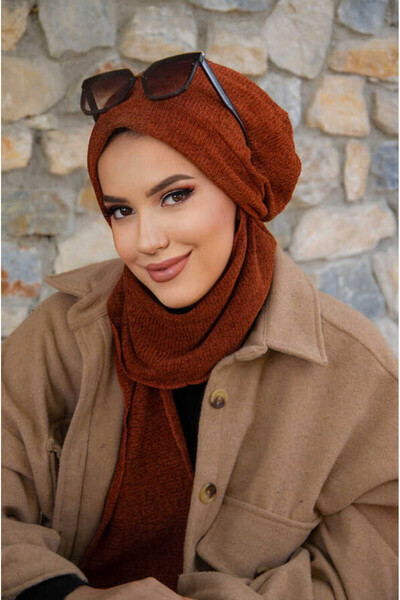 Aişe tesettür Turban gata confecționat cu model de trandafiri roșii