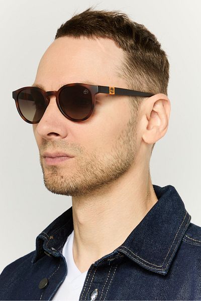 Timberland Men TB932352H51 Round Sunglasses,Brown