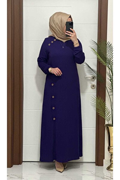 modasura 1777 K 70 Mor Omuzu Düğme Detay Fitilli Atlas Kumaş Büyük Beden Elbi...