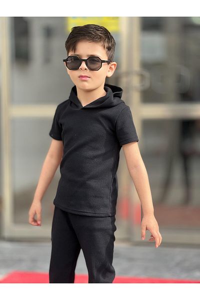 renkli diyar Boy's Bottom Top Suit Waffle Sanda Short Sleeve T-Shirt and Pants Nursery Primary School Kindergarten