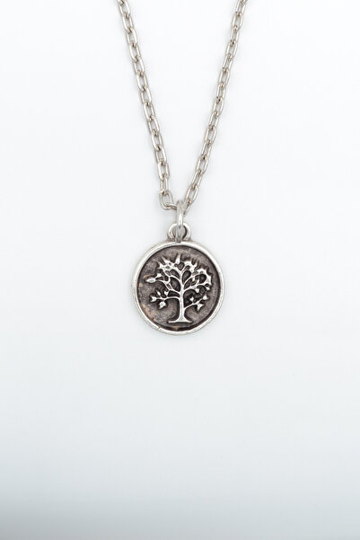 Bu Farklı Minimal Hayat Ağacı Gümüş Kaplama Düz Zincir Kolye