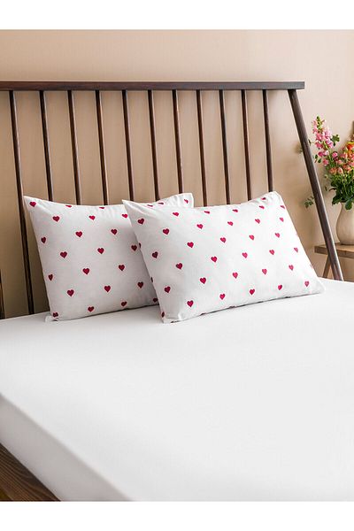LC Waikiki Heart Patterned Cotton Pillow Case 2 Pack 50X70 cm