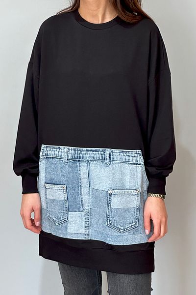 REMSA Μαύρο 10631 Cotan Sweat Tunic με λεπτομέρεια τσέπης