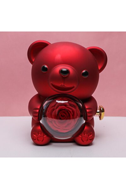 Piraye Gift Kırmızı Sonsuzluk Güllü Ayıcıklı Biblo