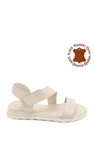 GÖNDERİ(R) Sandale din piele naturală cu velcro antic bej pentru femei/fete